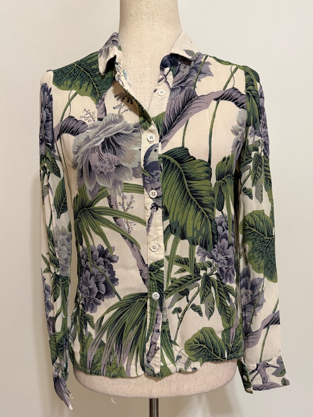 Reformation Tropical Floral Button-Up Blouse Size XS